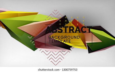 3d formas triangulares geométricas fundo abstrato, cor triângulos composição em fundo cinza, negócios ou alta tecnologia papel de parede conceitual, ilustração vetorial