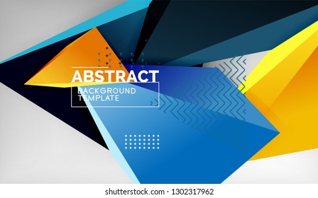3d formas triangulares geométricas de fondo abstracto, composición de triángulos de color sobre fondo gris, fondo de pantalla conceptual empresarial o de alta tecnología, ilustración vectorial