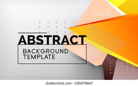 3d geometric triangular shapes abstract background, color triangles composition on grey backdrop, business or hi-tech conceptual wallpaper, vector illustration