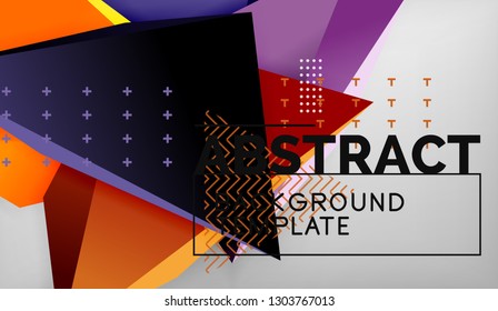 3d formas triangulares geométricas de fondo abstracto, composición de triángulos de color sobre fondo gris, fondo de pantalla conceptual empresarial o de alta tecnología, ilustración vectorial