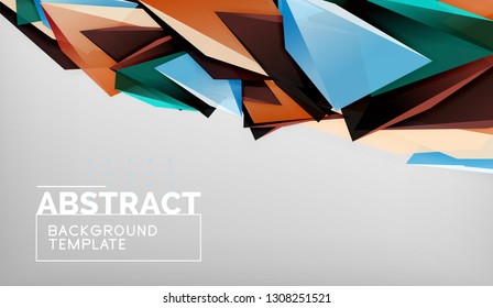 3d formas triangulares geométricas de fondo abstracto, composición de triángulos de color sobre fondo gris, fondo de pantalla conceptual empresarial o de alta tecnología, ilustración vectorial