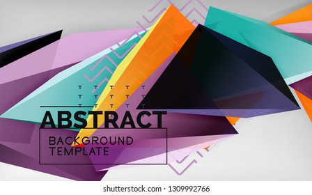 3d formas triangulares geométricas de fondo abstracto, composición de triángulos de color sobre fondo gris, fondo de pantalla conceptual empresarial o de alta tecnología, ilustración vectorial