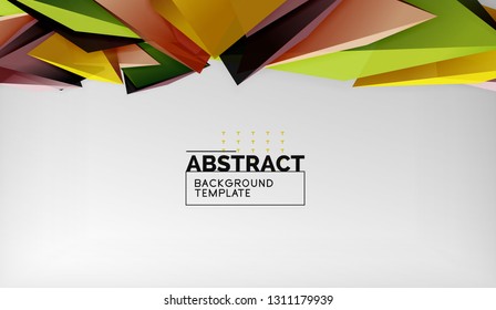 3d formas triangulares geométricas de fondo abstracto, composición de triángulos de color sobre fondo gris, fondo de pantalla conceptual empresarial o de alta tecnología, ilustración vectorial