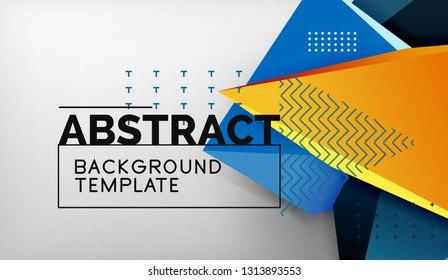 3d geometric triangular shapes abstract background, color triangles composition on grey backdrop, business or hi-tech conceptual wallpaper, vector illustration