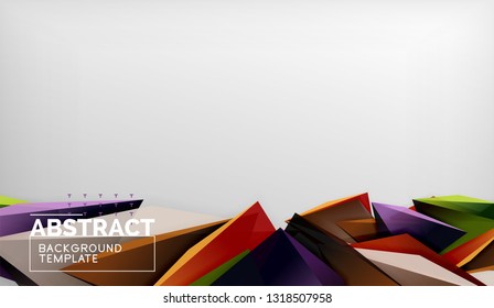 3d formas triangulares geométricas de fondo abstracto, composición de triángulos de color sobre fondo gris, fondo de pantalla conceptual empresarial o de alta tecnología, ilustración vectorial