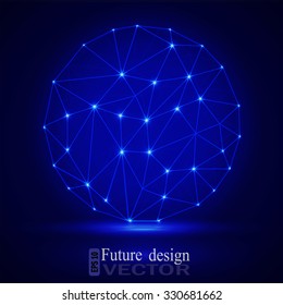 3d geometric vector sphere background for business or science presentation. Connection Structure. Geometric Modern Technology Concept.