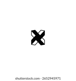 3D Geometric X Logo with white background. 