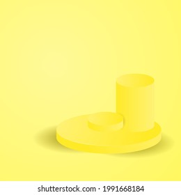 3d geometric yellow podium for product placement with circular background and editable color 