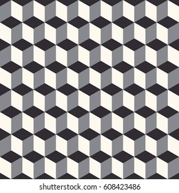 3D geometrical seamless pattern in beige, gray and black tones