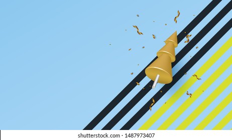 3D geometry colorful Christmas background with copy-space for your product. Empty space for advertising. Modern abstract cover, Postcard. Paper cut style