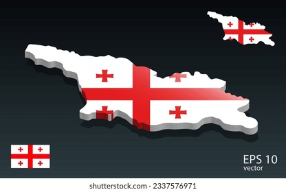 3D georgia map and flag . 3D shape design . Independence day concept . Perspective view . Vector