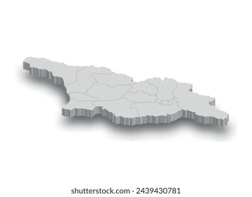 3d Georgia white map with regions isolated on white background