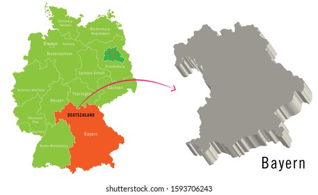 3D Germany cities map -  Bayern