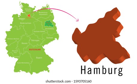 3D Germany cities map -  Hamburg