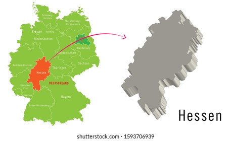 3D Germany cities map -  Hessen