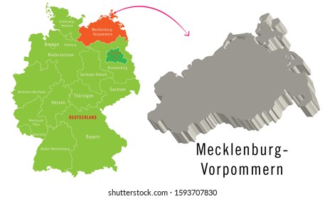 3D Germany cities map -  Mecklenburg Vorpommern