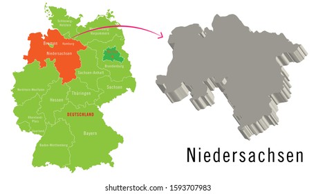 3D Germany cities map -  Niedersachsen