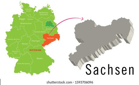 3D Germany cities map -  Sachsen svg