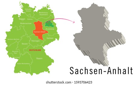 3D Germany cities map -  Sachsen - Anhalt