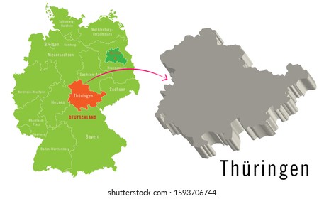 3D Germany cities map -  Thuringen