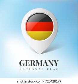 3d Germany flag map marker location pin vector realistic illustration isolated background