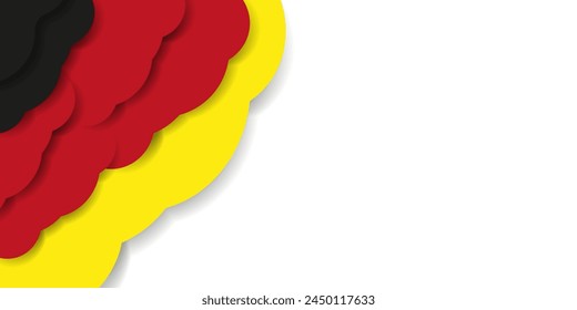 3D Germany Flag in trendy Cut Out Paper style isolated transparent background. German ripped Flag with copy space. Template Germany Frame. Vector illustration for web design. 