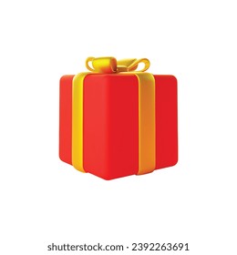 3d gift box icon. Realistic illustration of holiday surprise box isolated on a white background. Vector 10 EPS.