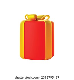 Icono de caja de regalo 3d. Ilustración realista de la caja sorpresa de vacaciones aislada en un fondo blanco. Vector 10 EPS.