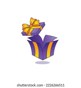 3D gift box logo with open box cover style. icon vector illustration