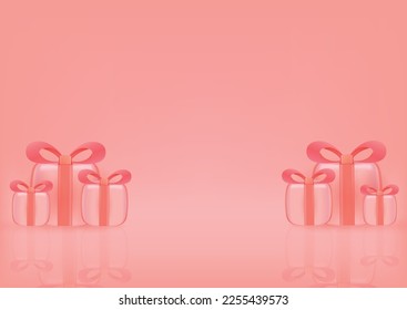 3D gift box on a pink background, vector illustration