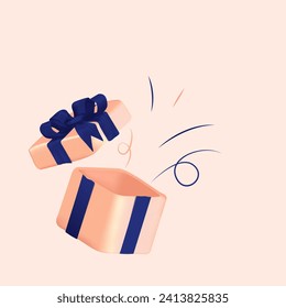 3D gift box opening on a pink background. Suitable for giving surprises, online shop promotions, banners, signs, etc. on accessory products, women's and children's clothing.