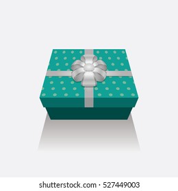 3D Gift Box Presents With Silver Ribbon Bow