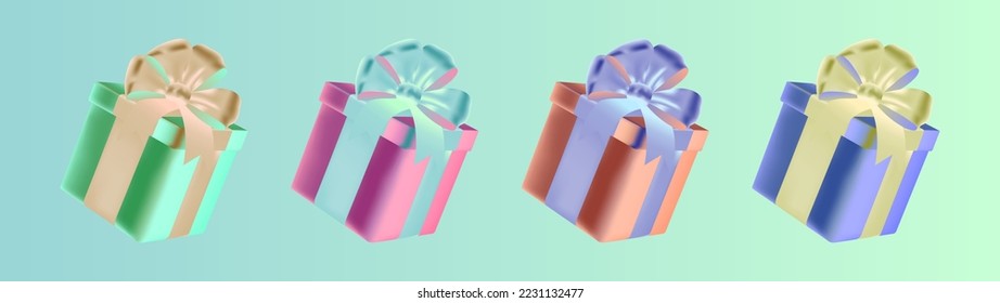 Caja de regalo 3D envuelta con cinta