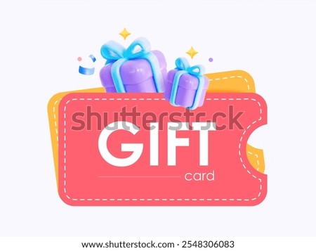 3D gift card designed for celebrations. Suitable for loyalty programs, customer rewards, and bonus.