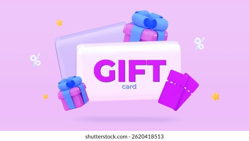 3D Gift coupons for sale Discounts for online shopping Promo codes Gift certificates Holiday sale concept