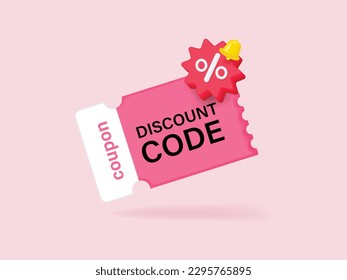 3D Gift voucher with coupon discount Percentage. For business promotion sales and Discount online purchases. Tag label, sale banner with percentage discount. 3d rendering.