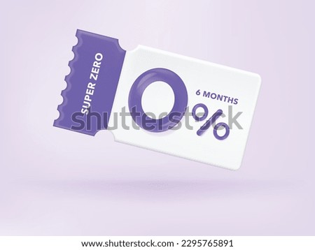 3D Gift voucher with coupon Zero Percentage. For business promotion sales and Discount online purchases. Tag label, sale banner with super zero 0% discount. 3d rendering. 商業照片 © 