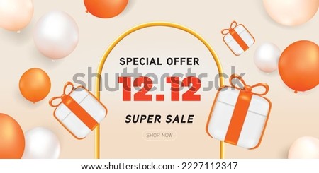 3D Gift voucher super sale banner. For business promotion special offer end year sales and Discount online purchases. Tag label, 3d rendering design. 12.12 ,1212,12 super sale banner. ストックフォト © 