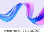 3d glass of abstract shape in the form of a wave. Vector Illustration