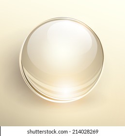 3D Glass Ball On Light Background, Vector.