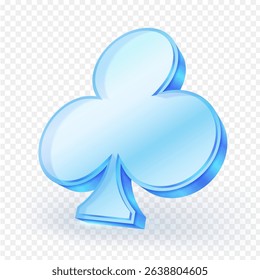 3D glass blue Aces playing cards symbol with light reflection and soft shadows. Perfect for casino, Suits card game, or digital UI design. icon vector illustration.