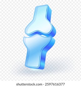 3D glass bone icon isolated on transparent background. Vector illustration file.