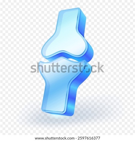3D glass bone icon isolated on transparent background. Vector illustration file.