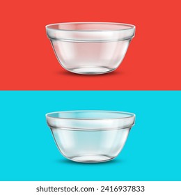 3d glass Bowl vector. Realistic glass Bowl. Eps 10 vector illustration.