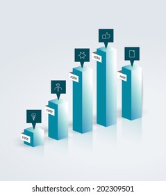 3D glass chart. Vector infographic figure.