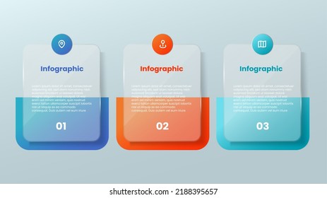 Concepto de vidrio 3D Plantilla de diseño de infografías