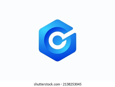 3D Glass cube search symbol initial letter G