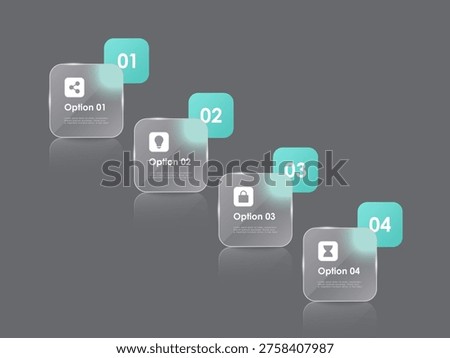 3D glass effect infographic. Business growth strategy, template for data visualization or annual reports.