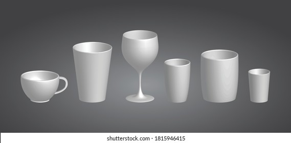 3d glass element set collection mock up design vector graphic, decorative ornament object