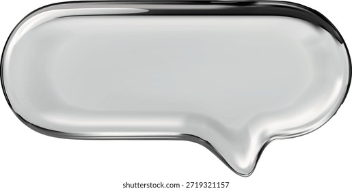 Icono de Vector de burbuja de discurso vacío de vidrio 3D. Volumen realista transparente redondeado rectangular burbuja de texto . Mensaje de chat de redes sociales. Nube de diálogo de lente brillante. Ventana parlante clara 3d, caja de charla